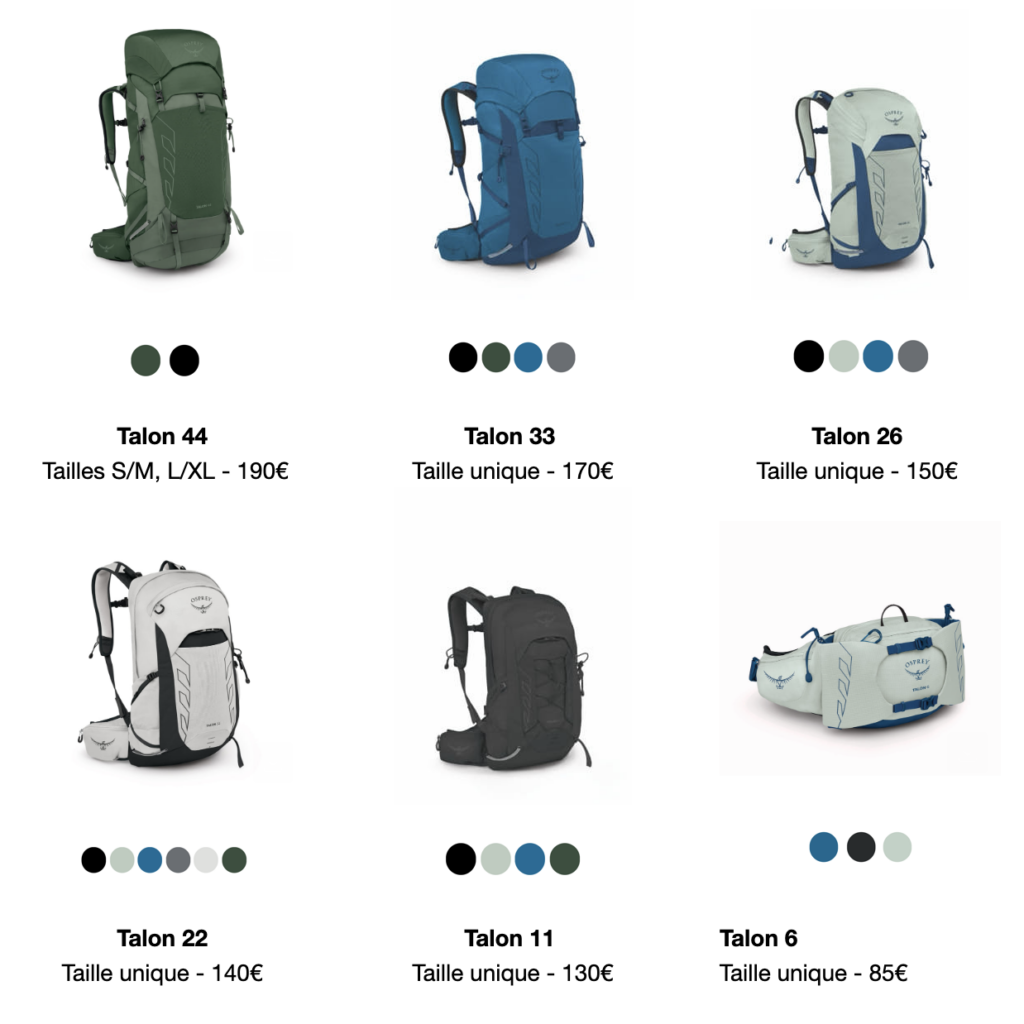 Sacs Osprey de la gamme Talon pour Homme