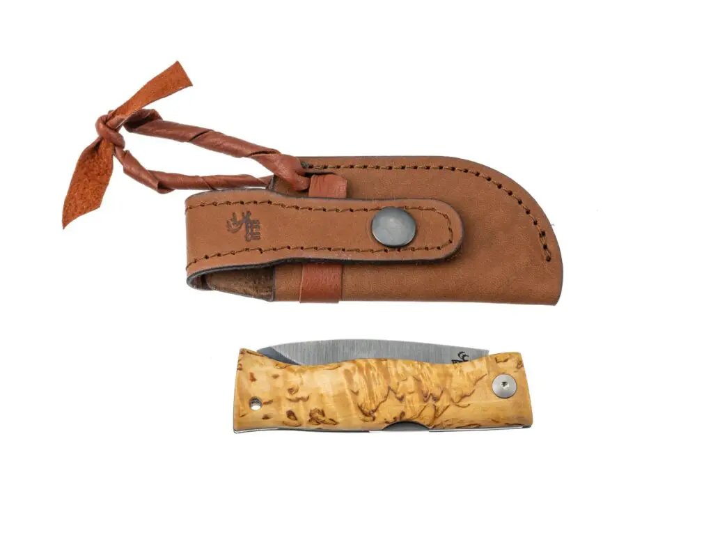 couteau Pältsa Masur Damasteel® RWL34™ karesuandokniven avec étui cuir