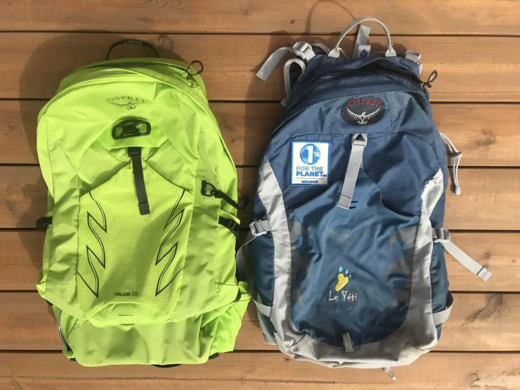2 générations du sac à dos Talon 22 Osprey