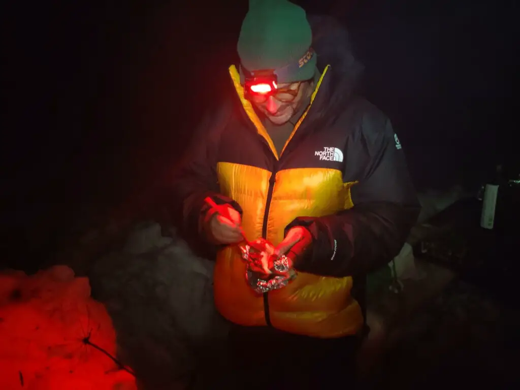 banane chocolat fondu au feu de bois l'hiver dans le vercors