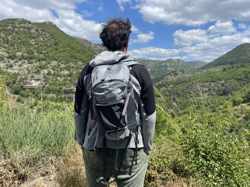 randonnée à la dourbie avec le sac de rando The North face