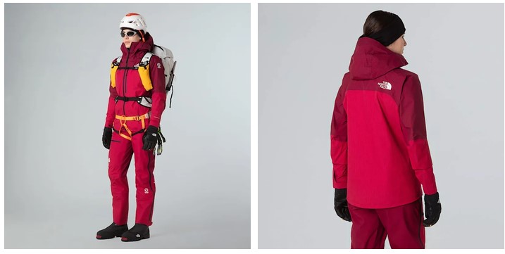 présentation de la veste Summit FUTURLIGHT AMK femme de The North Face avec casque et baudrier