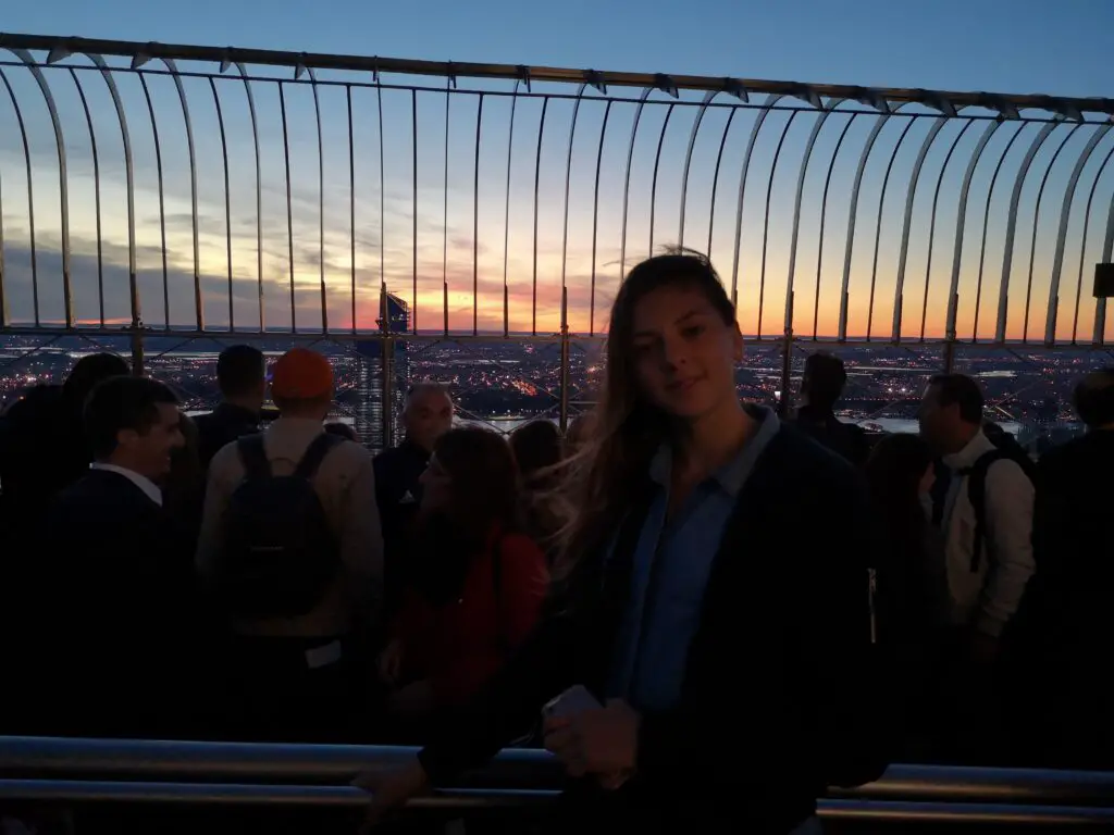 coucher de soleil à l'Empire State Building
