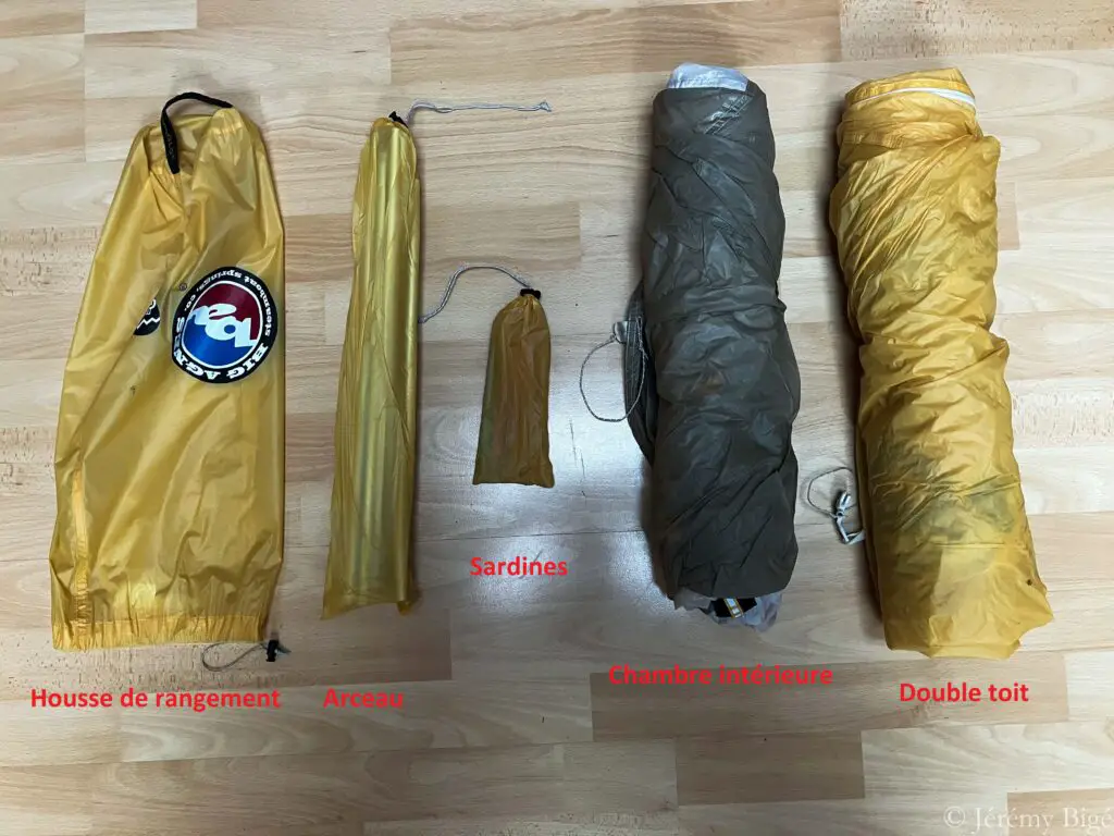 Contenu de la tente Big Agnes Tiger Wall UL2.