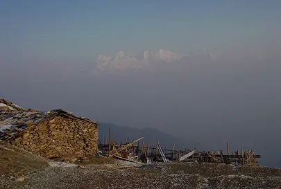 La chaîne du Ganesh Himal, pas tout près vu depuis notre trek au Langtang
