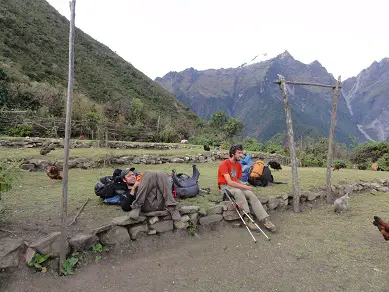 Pause à Maïzal sur le trek de choquequirao au Pérou