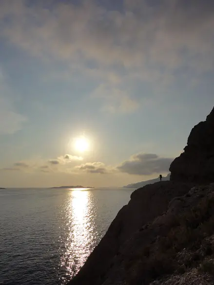 Fin de journée d'escalade dans les Calanques