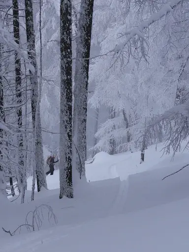 accompagnée de l'atmosphère austère - 2011 - CP F. Desjouis lors du séjour ski de randonnée dans le massif des Ecrins