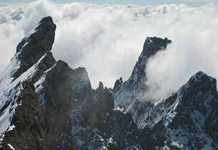 La Meije avec le Doigt de dieu et Grande Ruine vu du grand Pic 