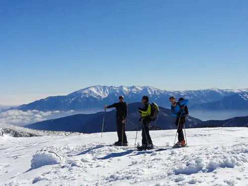 Canigou (dernier sommet à gauche de la chaine) ou le catalan un peu fier ! Photo prise du sommet du Pic de Madres