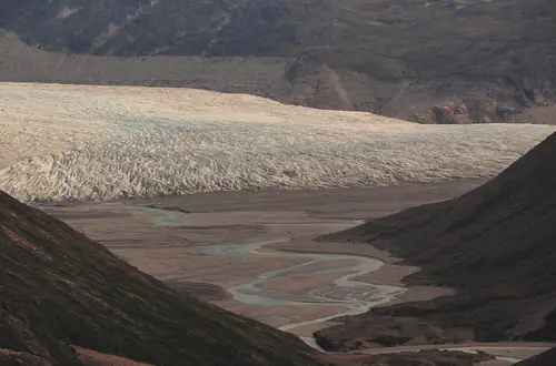 Zone de seracs fermant la vallée Qorqup kûa lors de mon voyage au Groenland