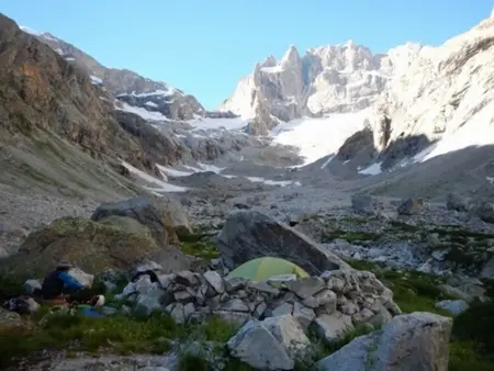 Le bon camp de base, au top au pied de la meije