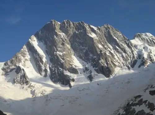 voie Slovène ( sortie Croz) en Face Nord des Grandes Jorasses depuis le refuge