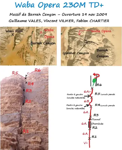 Ascension de Waba Opera dans le massif Barrah Canyon en Jordanie
